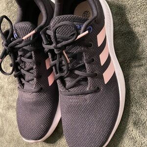 Adidas Women's Black and Light Pink Sneakers